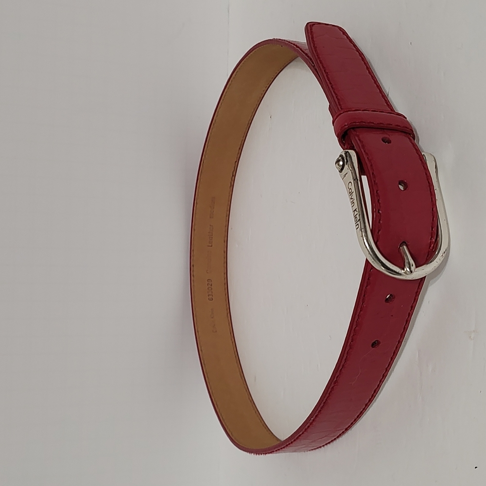 New Calvin Klein Pink Snakeskin Leather Women's Belt sz Medium